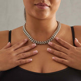 12mm Miami Cuban Link Chain - White Gold