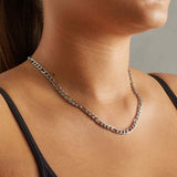 5mm Figaro Chain - White Gold