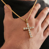 Iced Cross Pendant - Gold