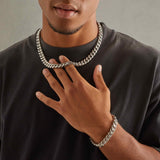 12mm Miami Cuban Link Chain - White Gold
