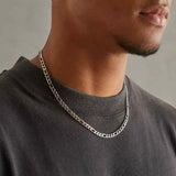 5mm Figaro Chain - White Gold
