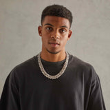 19mm Diamond Prong Link Chain - White Gold