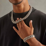 19mm Diamond Prong Link Chain - White Gold