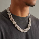 19mm Diamond Prong Link Chain - White Gold