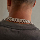 19mm Diamond Prong Link Chain - White Gold