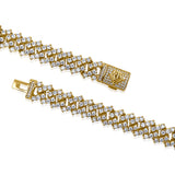 9mm Diamond Prong Link Chain - Gold