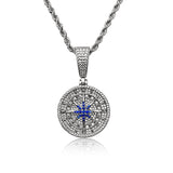 Iced Compass Pendant - White Gold