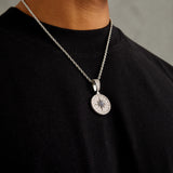 Iced Compass Pendant - White Gold