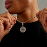 Iced Compass Pendant - White Gold