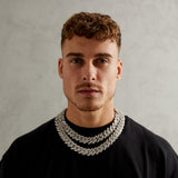 19mm Diamond Prong Link Chain - White Gold