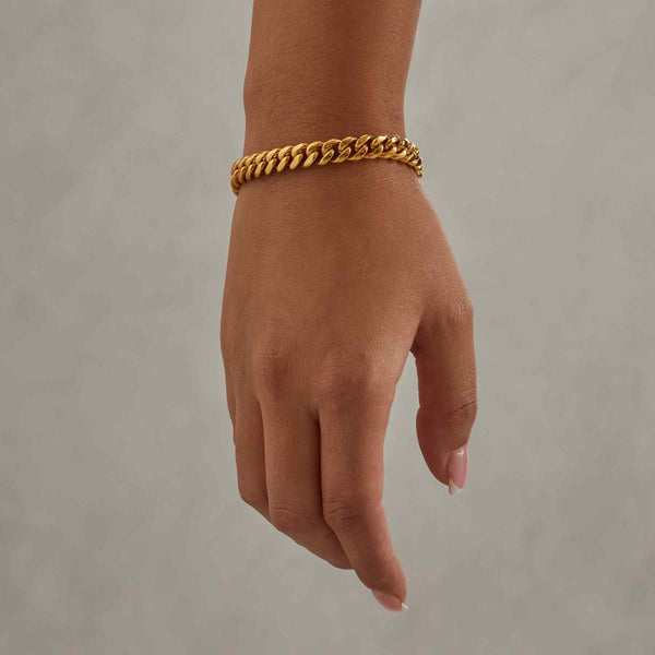 925 8mm Miami Cuban Link Bracelet - Gold