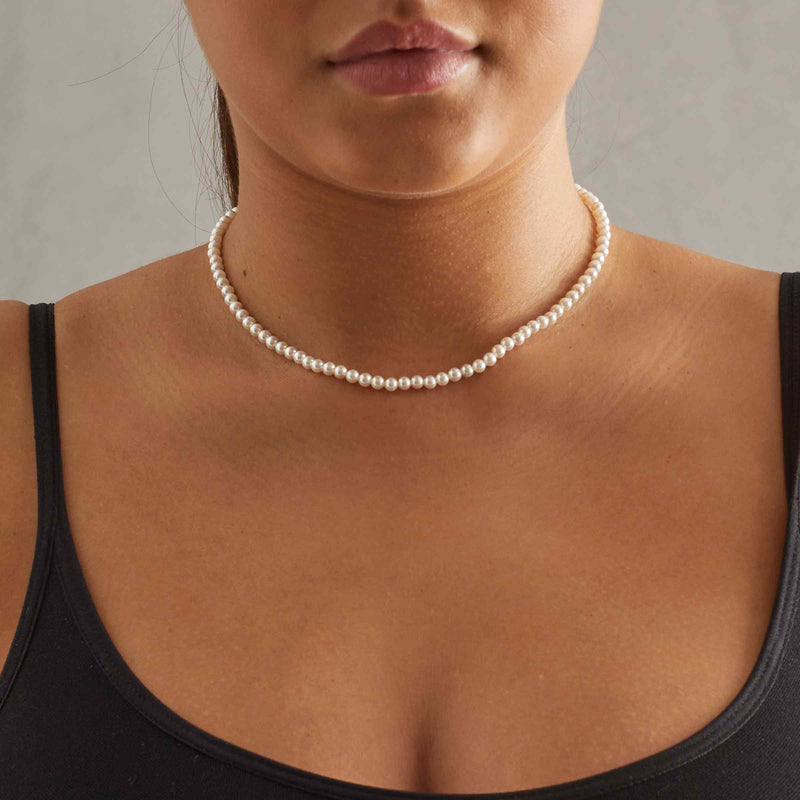 4mm Pearl Necklace - 925 Clasp