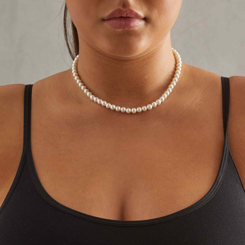 6mm Pearl Necklace - 925 Clasp