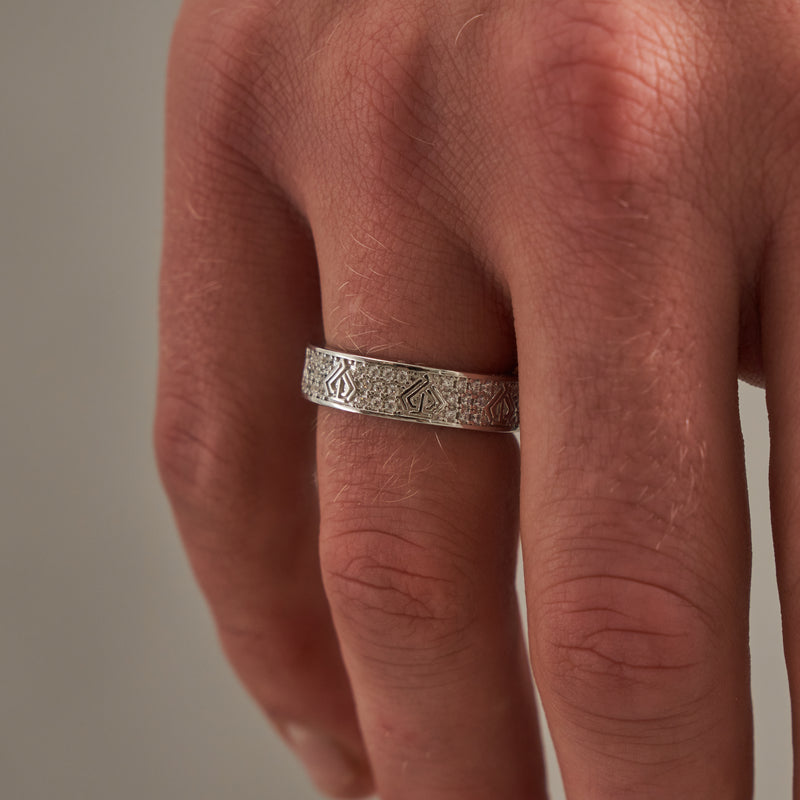 Iced Band Ring - White Gold
