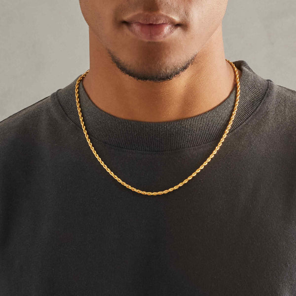 925 3mm Rope Chain - Gold