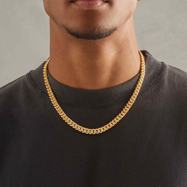 8mm Iced Miami Cuban Link Chain - Gold