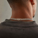 10mm Diamond Prong Link Chain - White Gold