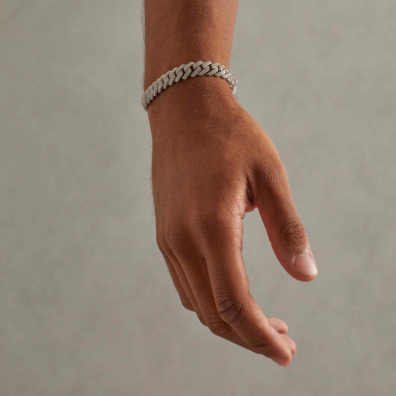 10mm Diamond Prong Link Bracelet - White Gold
