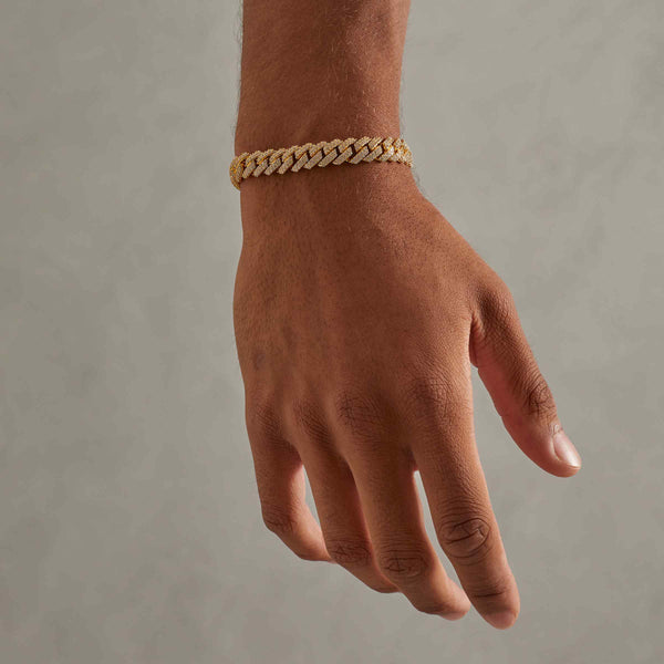 10mm Diamond Prong Link Bracelet - Gold