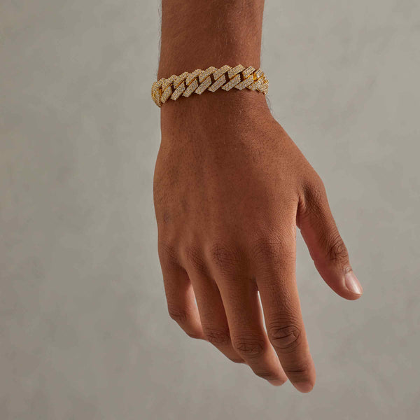 15mm Diamond Prong Link Bracelet -  Gold
