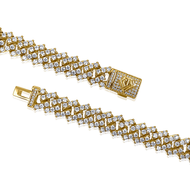 9mm Diamond Prong Link Bracelet - Gold