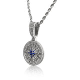 Iced Compass Pendant - White Gold