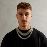 12mm Iced Miami Cuban Link Chain - White Gold